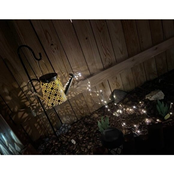 Garden Decor Watering Can Lights, Large Solar Lantern Outdoor Hanging - Picture 2 of 2